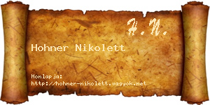 Hohner Nikolett névjegykártya